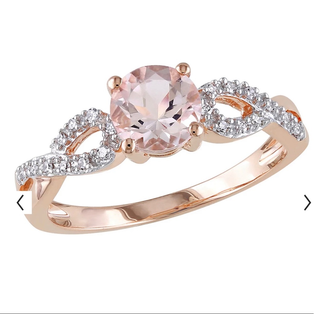 Morganite and 1/10 Carat T.W. Ring 10k rose gold